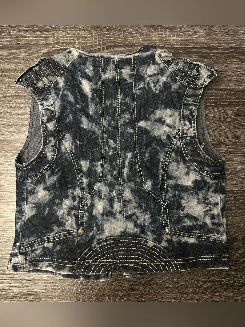 Hot & Delicious Women’s Denim Vest Medium Acid Wash Moto Zip Stretch Jean Vest